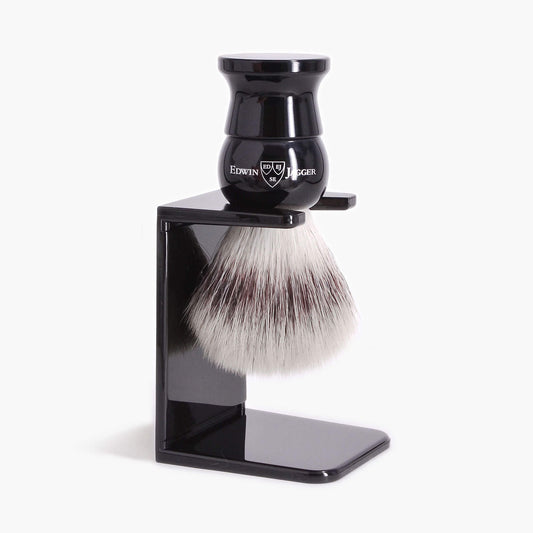 Edwin Jagger Small Imitation Ebony Synthetic Shaving Brush With Stand
