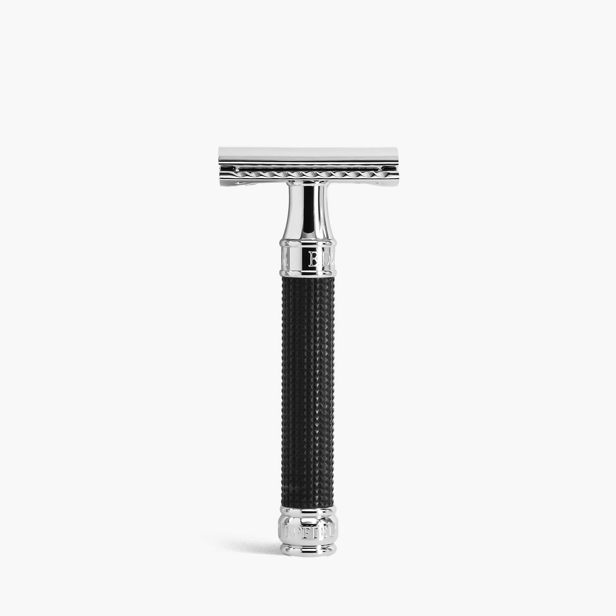 Edwin Jagger 3D Diamond DE Safety Razor - Black Chrome – Blades & Whiskers