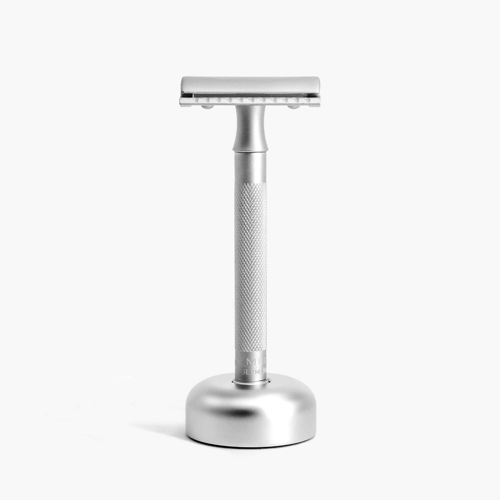 Long Razor Tool Merkur 22C Long Handled DE Safety Razor With Stand – Blades & Whiskers