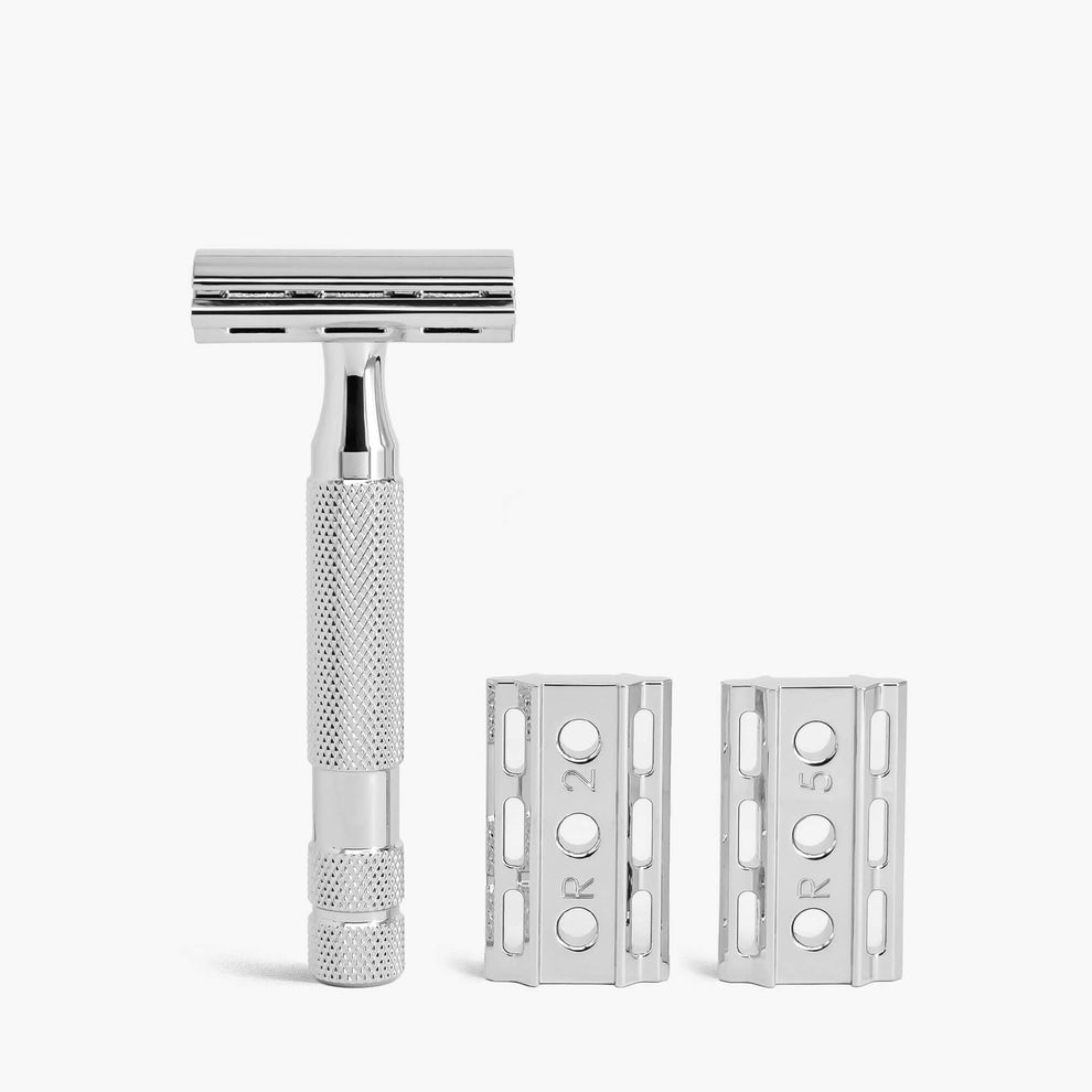 Rockwell 6C White Chrome Adjustable Safety Razor – Blades & Whiskers