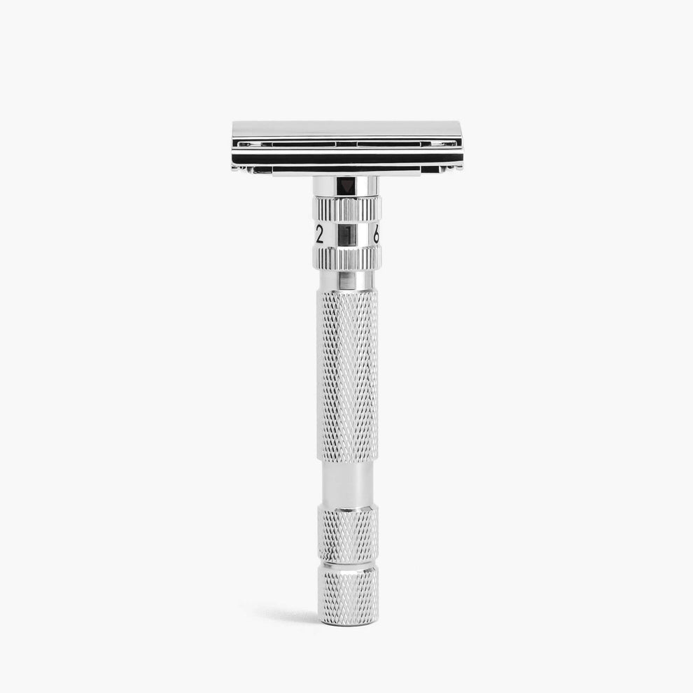 White Razor Rockwell T2 White Chrome Adjustable Safety Razor – Blades & Whiskers